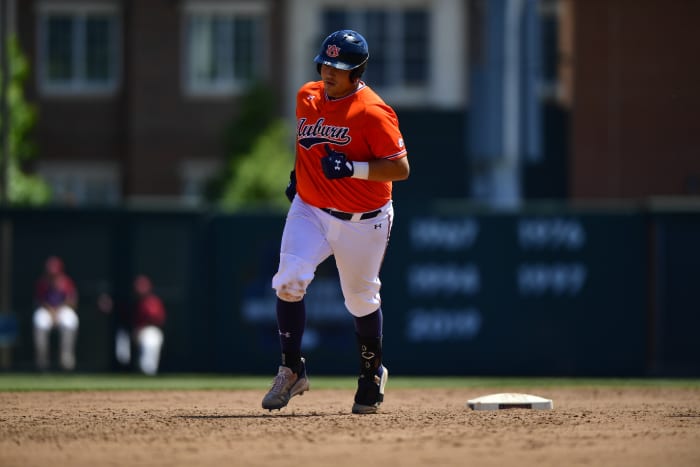 Auburn baseball's Sonny Dichiara vs Arkansas.